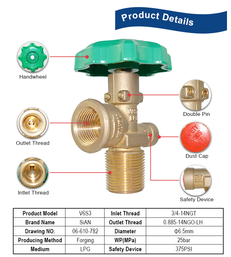 V6S3 LPG气缸阀G3/4 LPG POL